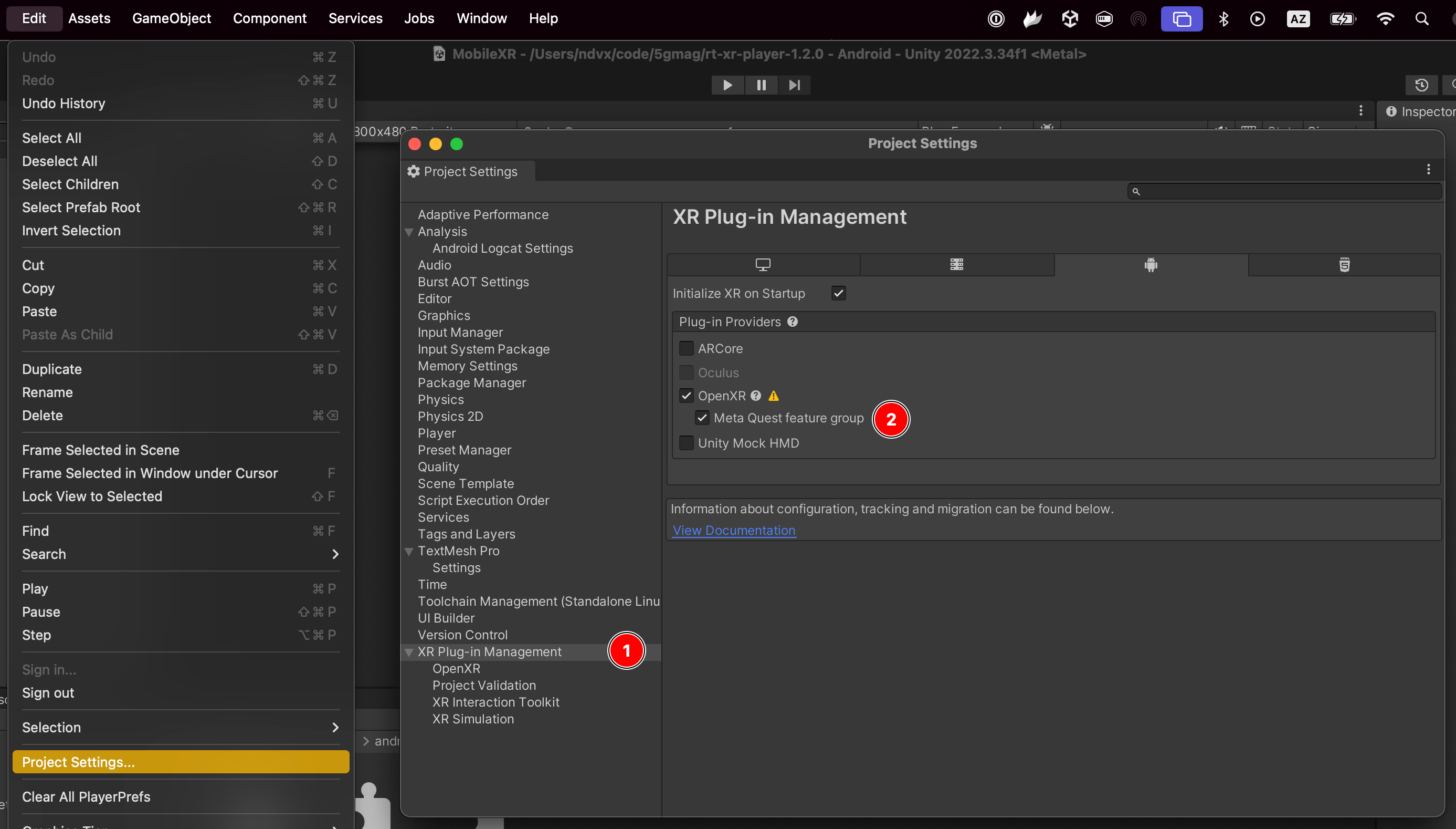 Meta Quest XR configuration